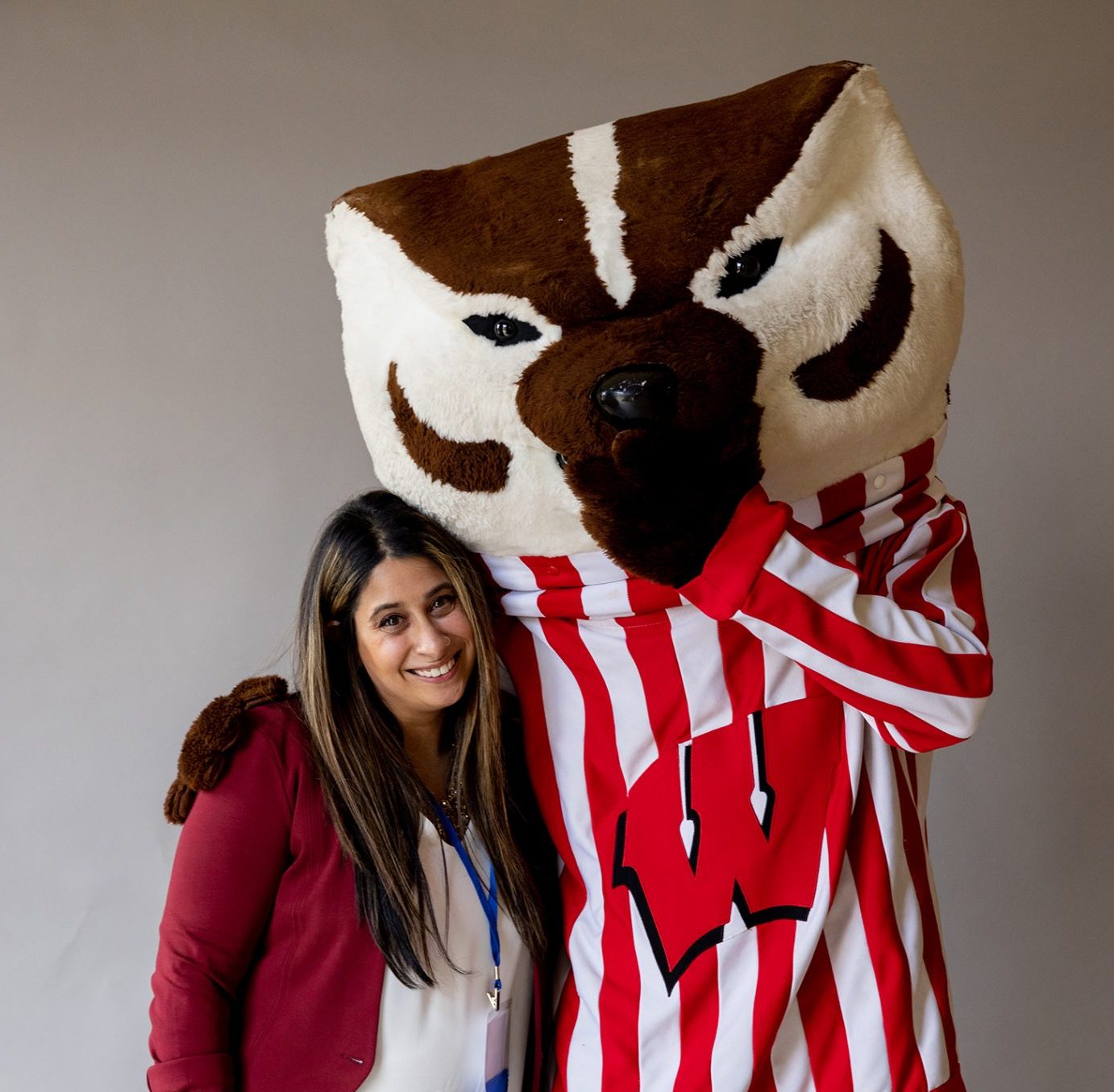 Badger Ready student with Bucky