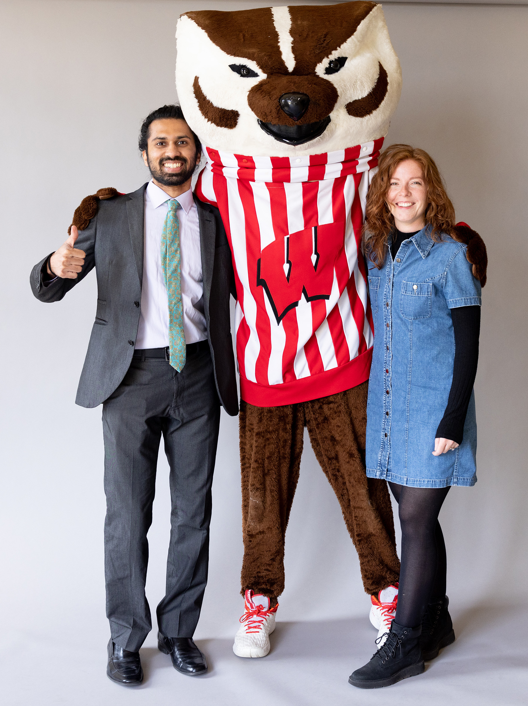 Badger Ready student and guest with Bucky